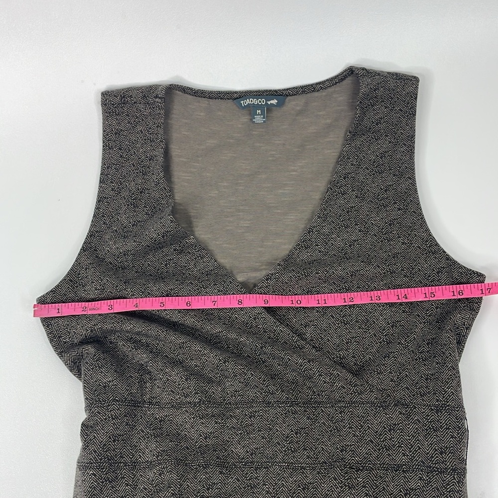 Toad & Co Cue Sleeveless Wrap Dress Size Medium Brown Buffalo Herringbone Print - Picture 10 of 12